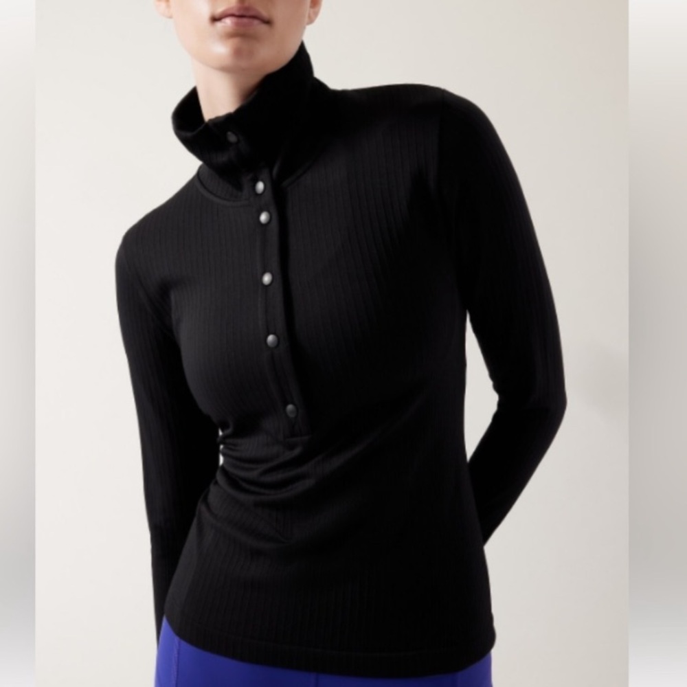 Athleta Salutation Ribbed Half Snap Pullover Henley UPF 50+ Small NEW